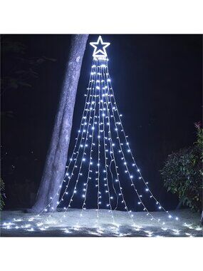 Christmas Decorations Star String Lights, 320 LEDs Outdoor Waterfall Tree Lights